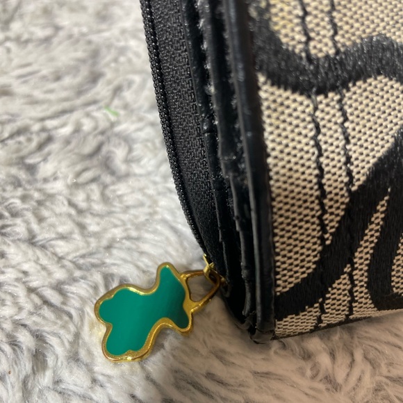 TOUS canvas and black leather trim wallet - Picture 4 of 7